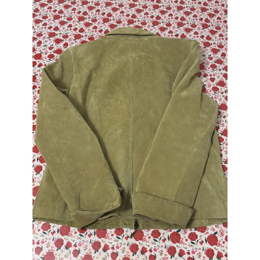Coldwater Creek Womens Tan Suede Leather Full Zip Jacket Tan Brown Size L d3 - Picture 5 of 7